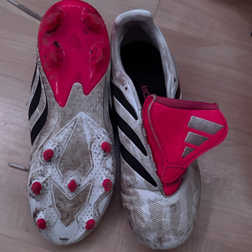 Adidas Kids Soccer Cleats - White and Pink